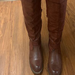 Maroon knee boots